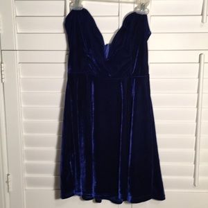 Sweetheart Strapless Blue Velvet Skater Minidress